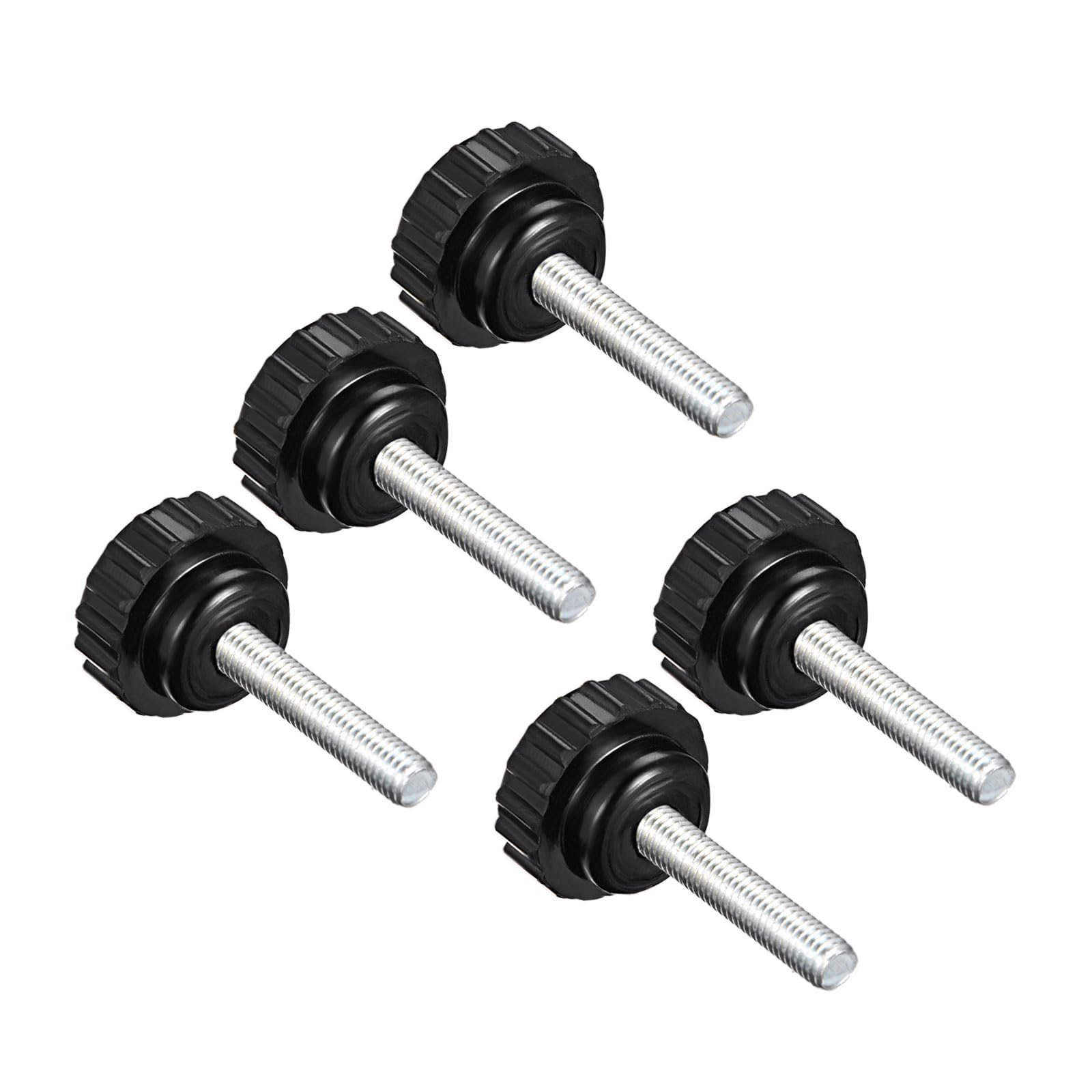 CoCud Knurled Clamping Knobs, M5 x 25mm Male Thread 16mm Head, Thermoset Plastic Thumb Screw Grip Bolt Knobs Black - (Applications: for Lathe Machinery), 5-Pieces