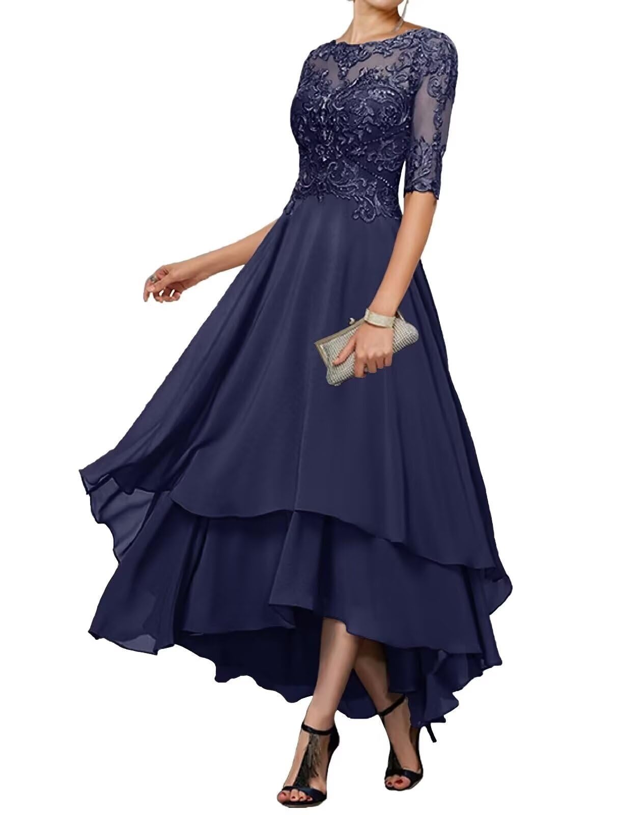 Jumpsuit Scoop Chiffon Plus Size Mother of the Bride Jumpsuit with Overskirt Ankle-Length Long Sleeves main image 1