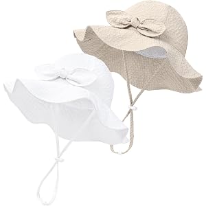 Baby Girl Sun Hat Infant Toddler Beach Hat UPF50+ Wide Brim Kids Summer Sun Protection