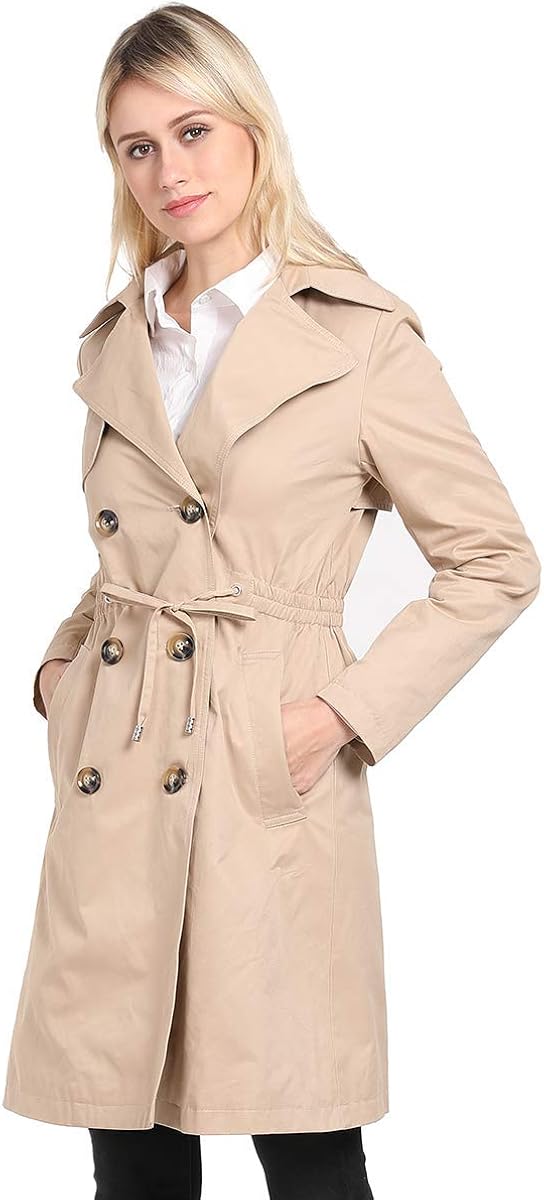 ForeMode Women's Double Breasted MidLength Trench Coat