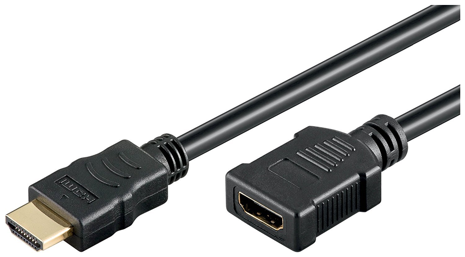 Goobay 31937 High Speed HDMI Extension Cable with Ethernet, Gold-plated, Black, 6 mm Diameter, 2 m Cable Length