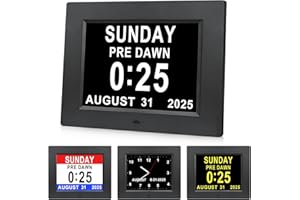 Extra Large Digital Calendar Day Date Time of Week Clock Non-Abbreviated Day & Month 12 Alarm Options Perfect for Seniors Eld