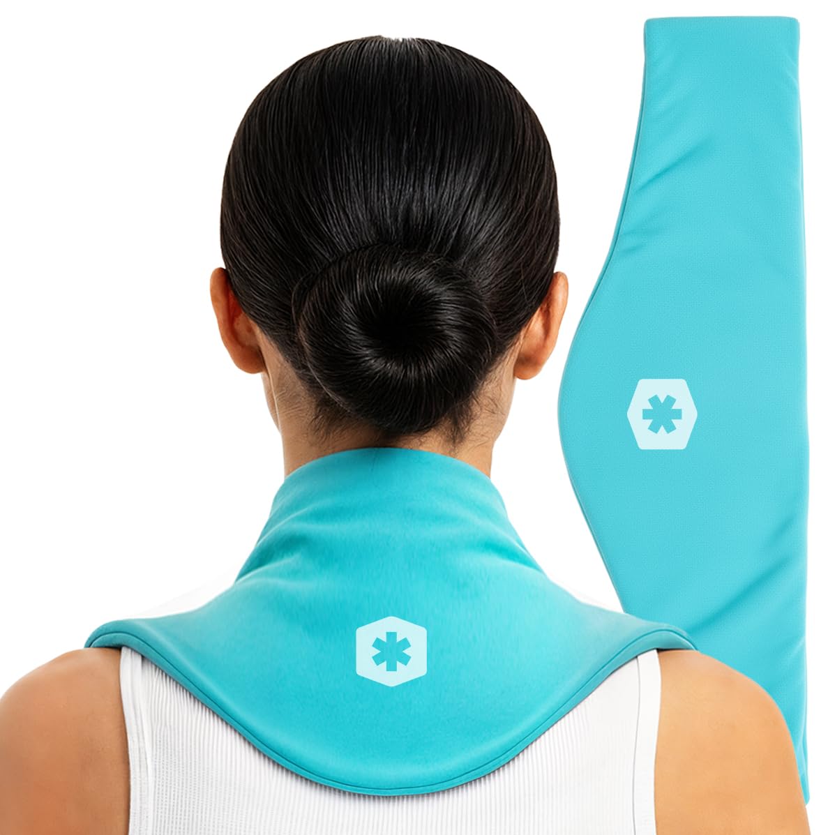 Photo 1 of ICEWRAPS Clay Neck Ice Pack Wrap with Cover - 7"x28", Blue Long Reusable Cold Therapy Wrap | Relieves Chronic & Back Pain | Multipurpose Ice Pack
