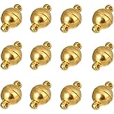 DNHCLL 10PCS 8MM Jewelry Magnetic Clasps Round Magnetic Clasps for Bracelet Necklace Making Magnet Converter, DIY Jewelry Accessories (Gold)