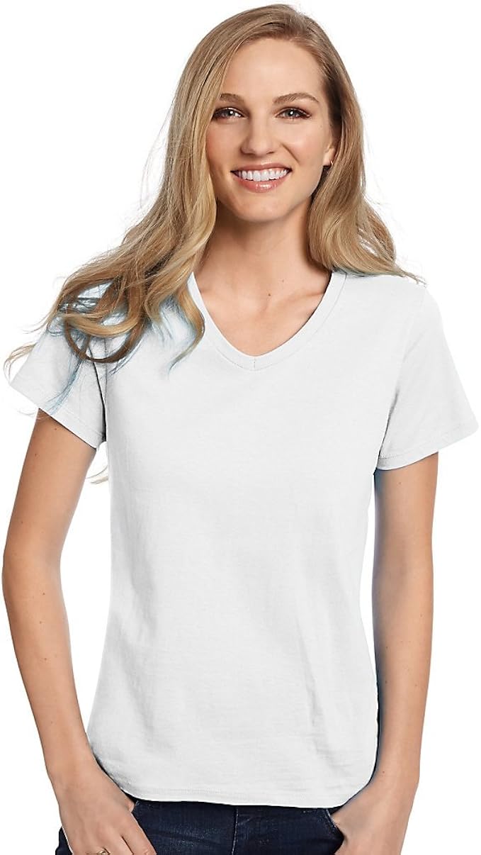Hanes Women's ComfortSoft V-Neck Cotton T-Shirt at Amazon Women’s ...