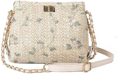 Amazon かご バッグ 肩掛けバッグ カゴバッグ 花柄 編みバック ショルダーバッグ レディース ベージュ ノーブランド品 シューズ バッグ