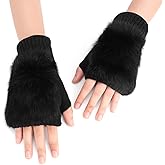PURFUN Winter Chic Beads Knitted Gloves Driving Writing Typing Short Fingerless Mitten