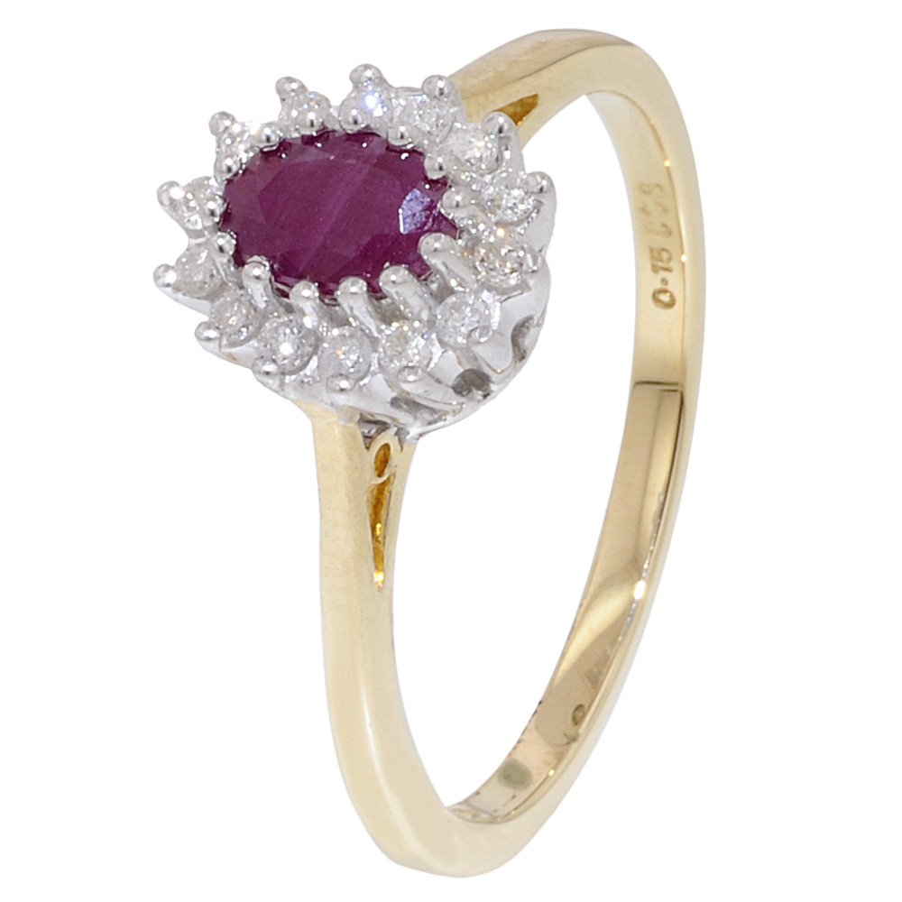 Diamond Ruby Cluster Ring - L 1/2: Amazon.co.uk: Jewellery