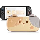 GeekShare Carrying Case Compatible with Switch 2 (2025) 7.9 Inch, Large Capacity Hard Shell Travel Case with 12 Game Card Slots for Switch 2 Console and Accessories, Tricolor Cat