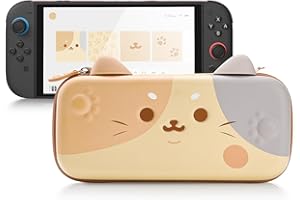 GeekShare Carrying Case Compatible with Switch 2 (2025) 7.9 Inch, Large Capacity Hard Shell Travel Case with 12 Game Card Slots for Switch 2 Console and Accessories, Tricolor Cat