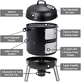 SUNLIFER 3-in-1 Charcoal Smoker Grill 646 sq in 105x63x52.5 cm view 2