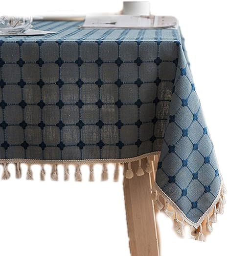 Amazon コットンリネンテーブルクロスピンクストライプチェック柄刺繍長方形のダイニングテーブルクロスクリスマスの宴会の装飾 Color 5 60cm X 60cm テーブルクロス オンライン通販