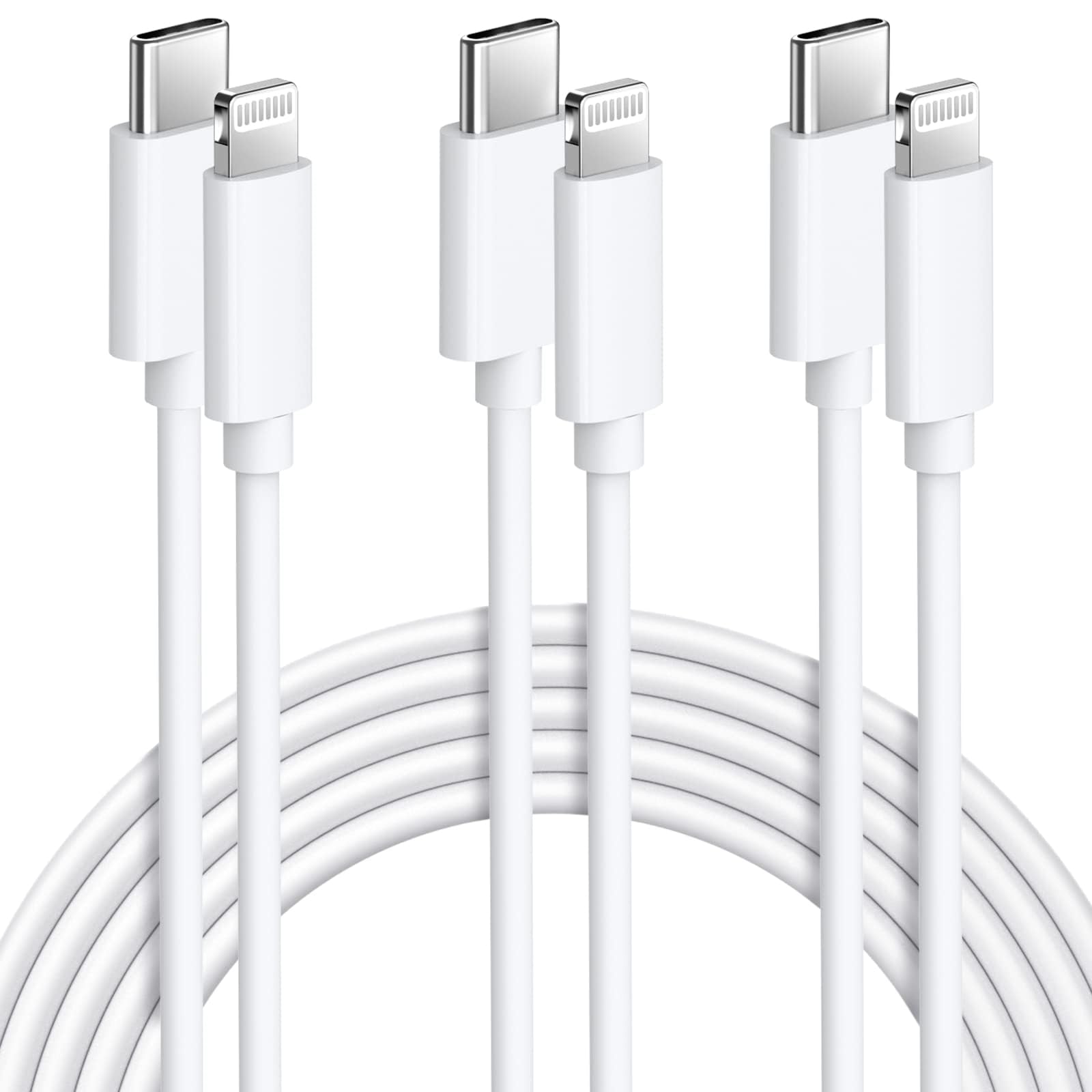 Avoalre 3Pack 2M USB C to Lightning Cable [MFi Certified] Fast Charging Compatible with iPhone 14/13/12 Pro Max/X/XR/XS/iPad Pro/MacBook Air/iPod - White
