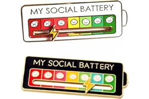 MULLIKE Social Battery Slider Pin Funny Rainbow Mood Brooch Pin for 7 Days A Week Enamel Lapel Pins Jewelry Gift for Women Man Teen 2PCS