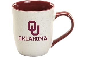 RFSJ Oklahoma Sooners Ceramic 16oz Granite Mug – Official Team Logo Coffee Cup with Colored Interior and Handle – Handwash Recommended – Individually Boxed