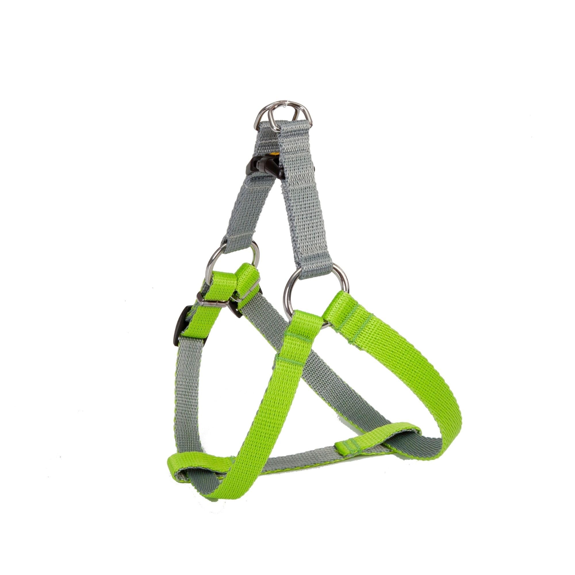 Dingo Dog Harness with Plastic Buckle Easy Wearing, Handmade of Material Green, Silver Contrast 94663