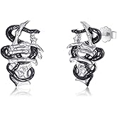 OHAYOO Skull Earrings 925 Sterling Silver Skeleton EarringsSkull Hand Stud Earrings Rock Gothic Jewelry Gifts for Men and Women,for Hallloween Party Cosplay