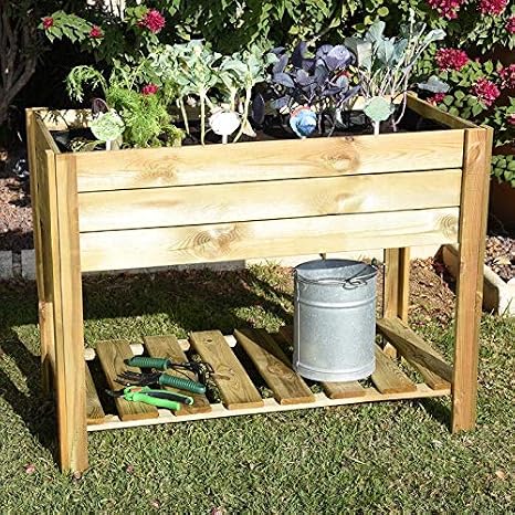 Huerto urbano Madera Natural Rectangular - Faura: Amazon.es: Jardín