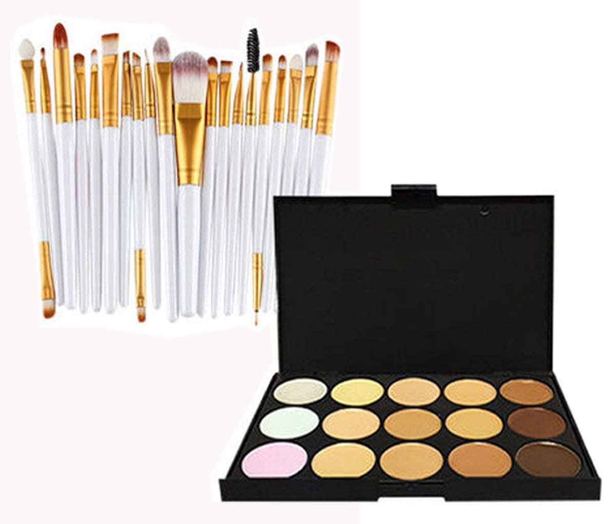 Glamza 20pc White Eye And 15pc Contour Pallet Eye Makeup Brush Set