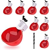 Darcvds Professional Chicken Waterer Cups, 8 Packs Large Chicken Water Feeder, Tee Fittings Poultry Waterer Suitable for Duck, Chicks, Goose, Turkey, Bunny and Bird with Mounting Hole Opener