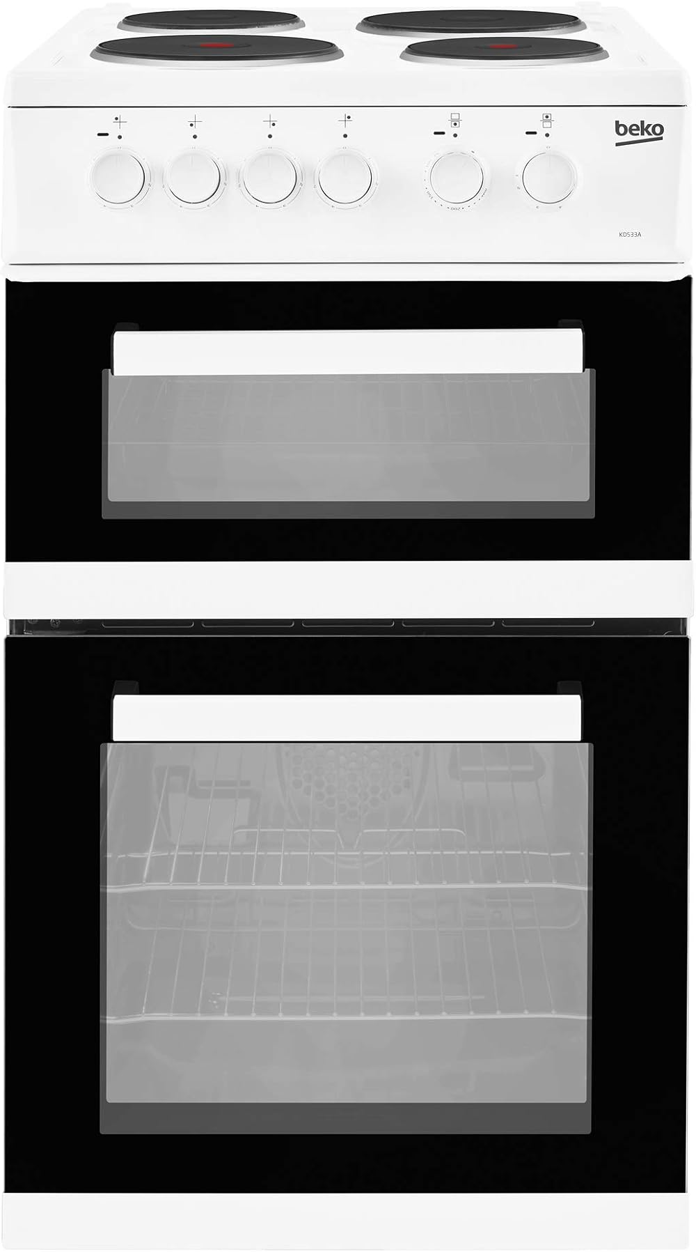 Beko KD533AW 50cm Twin Cavity Electric Cooker White 4 Hotplates