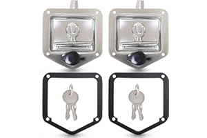Tutor Auto 2-Pack T-Handle Latches, Truck Bed Tool Box Latch with Highly Polished Stainless Steel Locks, Gaskets, and 4 Keys - for RV, Camper, Truck, Trailer, Toolbox