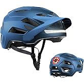 Bike Helmet, Helmets for Adults Men, Front and Back LED Lights Safe Certified MTB Road Bicycle Helmet with Adjustable Brim