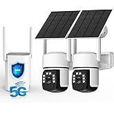 Solar Security Cameras Wireless Outdoor, 2 Cam-Kit, 4MP Home Security System with Color Night Vision, 2.4G & 5G WiFi, 360° Pan & Tilt, 64GB Local Storage, No Subscription, Motion Detection, Spotlight
