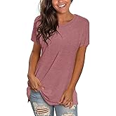 Saloogoe Womens Loose Fit Tshirts Short Sleeve Summer Tops Casual Workout Yoga Tunic T Shirts Tops