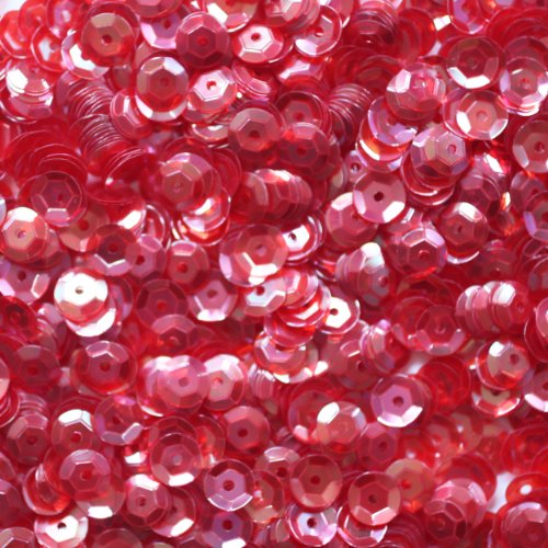 6mm CUP SEQUINS Facet PAILLETTES ~ RUBY ROSE RED CRYSTAL Rainbow Iris ~ Loose paillette sequins for embroidery, applique, arts, crafts, bridal wear and embellishment. Made in USA