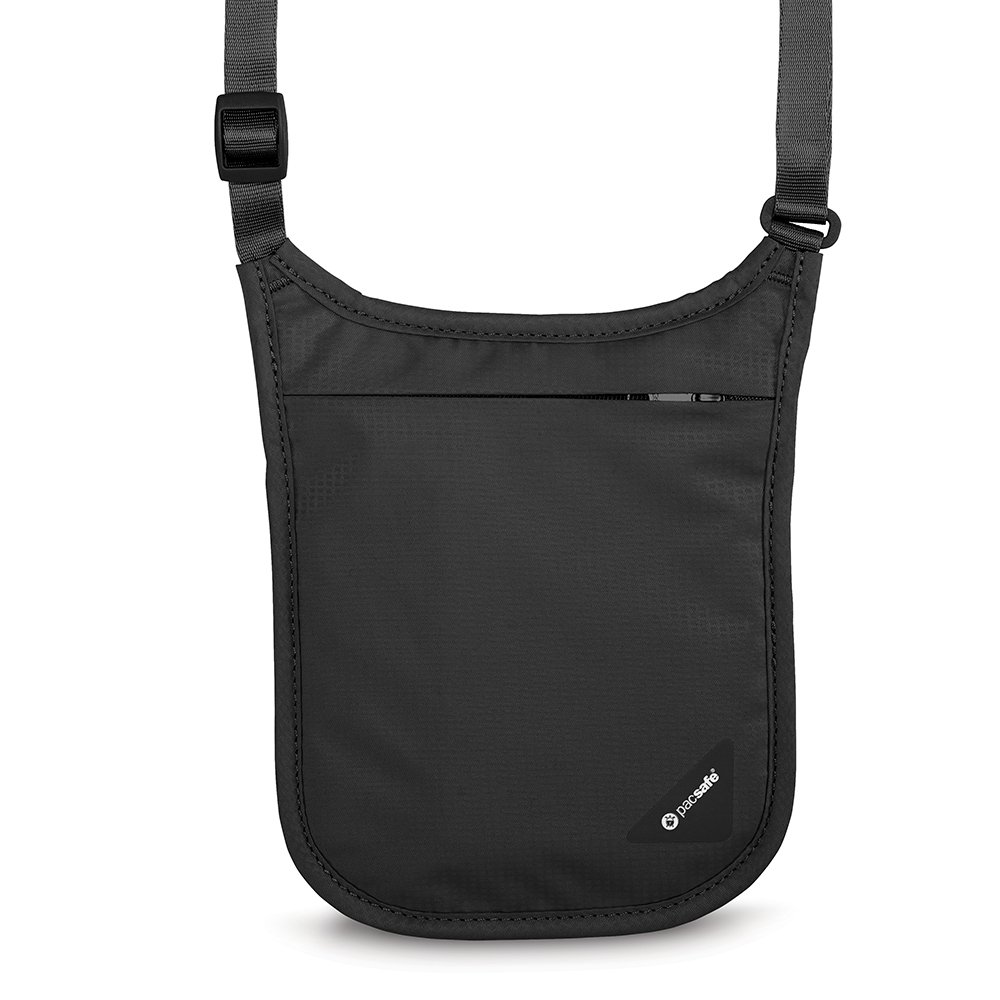 Pacsafe Coversafe V75 Anti-Theft RFID Blocking Passport Holder & Neck Pouch / Wallet - Fits up to Four Passports (or iPhone X) plus Credit Cards, for Women & Men (Black)