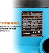KATSU 400W Portable Submersible Pump for Clean Dirty Water with Float Switch view 4