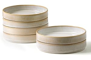 Richmount Star 7.5" Pasta Bowls Set, Salad Bowl Set of 6, Double Reactive Glaze, Stackable, Perfect for Your Friend for House