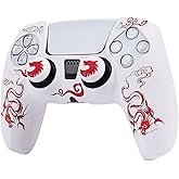 RALAN Pink Red Controller Skin Silicone for PS5, Non-Slip Grip Cover Protector Compatible with PlayStation 5 Controllers with 2 Thumb Grip Caps