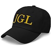 RIVEMUG JGL Gold Embroidered Cap Unstructured 6-Panel Low Crown Cap Chapo Guzman Chapito 701 Adjustable | Gorra JGL