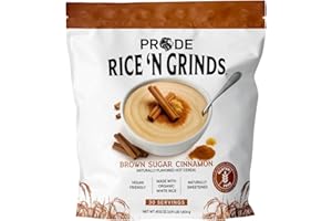 PRIDE FOODS EST 2018 Pride Foods Rice 'N Grinds Hot Cereal - Gluten-Free, Non-GMO, Vegan-Friendly, Natural Rice Breakfast, Quick & Easy Hot Meal, Low-Fat Comfort Food, 30 Servings, Brown Sugar & Cinnamon