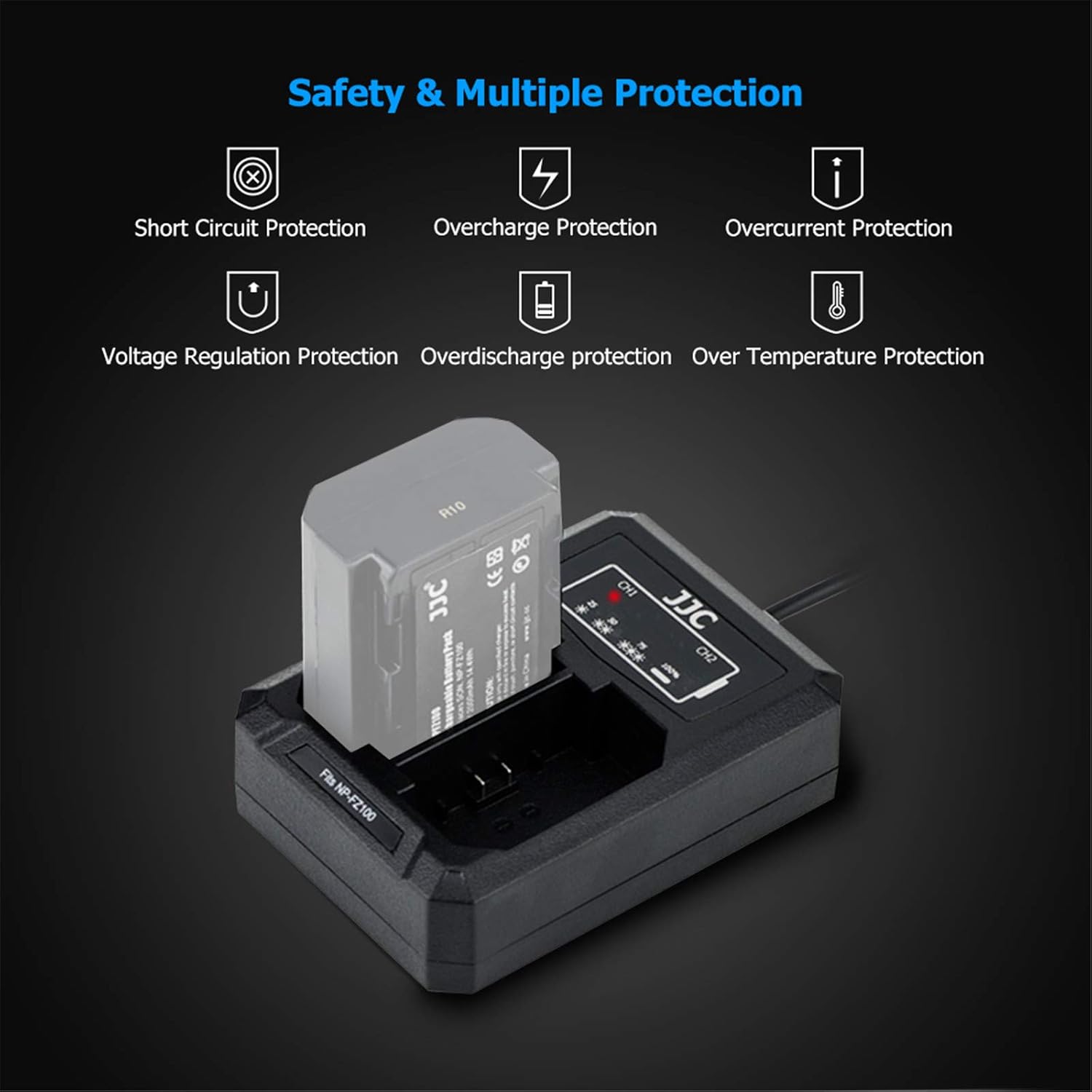 NP-FZ100 USB Dual Battery Charger adapter for Sony A6700 A6600 A9, A9 II, A7R IV, A7R III - Image 3