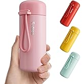 Exllena Mini Water Bottle 5oz, Small Insulated Water Bottle for Hot&Cold Drinks, Water Bottle Purse with Carry Handle - 100% Leakproof Perfect for School, Travel...(Pink)