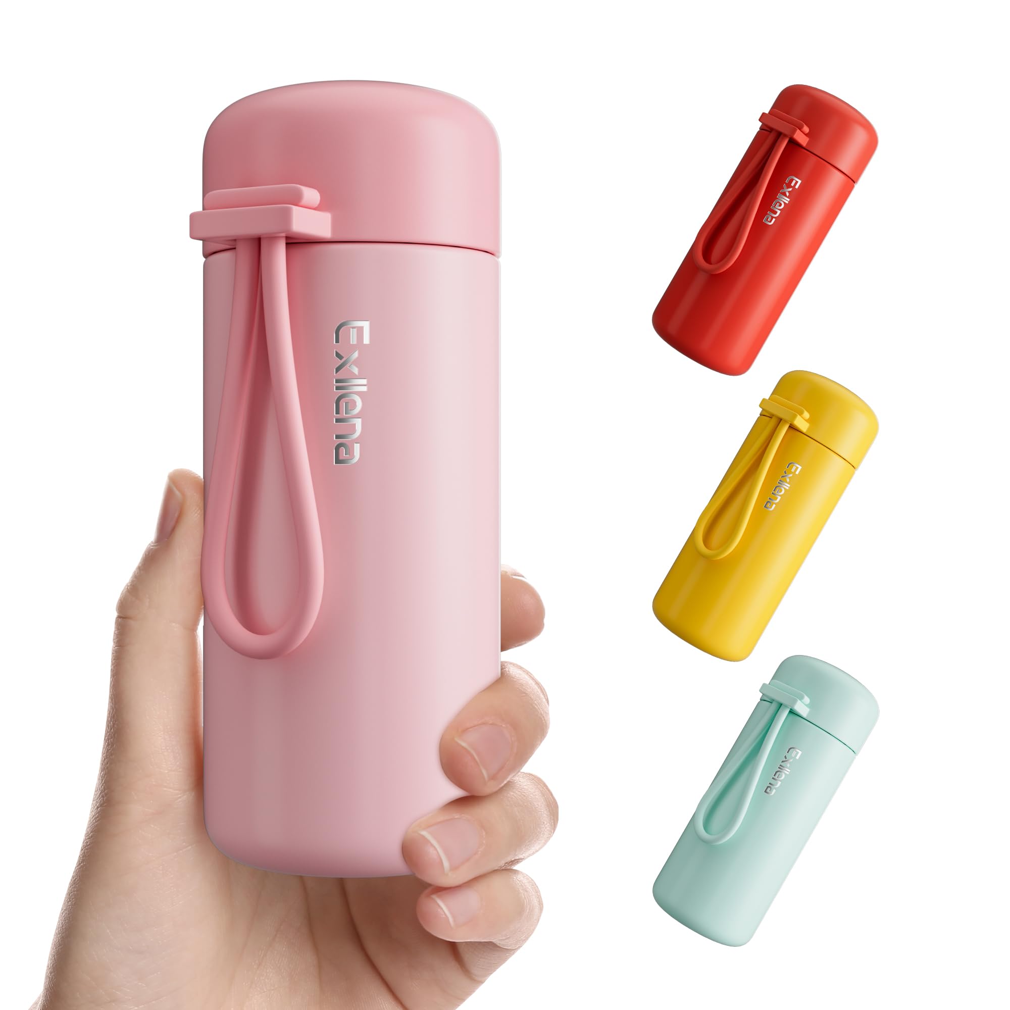 Photo 1 of Exllena Mini Water Bottle 5oz, Small Insulated Water Bottle for Hot&Cold Drinks, Water Bottle Purse with Carry Handle - 100% Leakproof Perfect for School, Travel...(Pink)