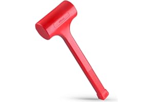 EFFICERE 3-LB (48-OZ) Premium Dead Blow Hammer and Unicast Mallet, Neon Red Color | Durable Unibody Molded Construction, Checkered Grip | Rebound and Spark Resistant, Non-Marring and Non-Sparking Design
