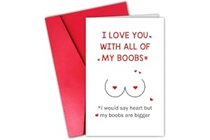 CSMOSJGREETINGS Cute Valentines Day Card for Husband, Funny Boob Valentine’s Day Card from Wife, I Love You with All of My Boobs