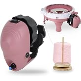 Knitting Machine Adapter with Yarn Holder, Electric Knitting Machines Adapter for Sentro Knitting Machine 40 &amp; 48 Needle, Speed Control &amp; Reverse Knitting (Pink+Yarn Holder)