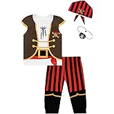Auggle Toddler Baby Boy Outfits Pirate Set for Children Halloween Costume Kid Long Sleeve with Head Scarf