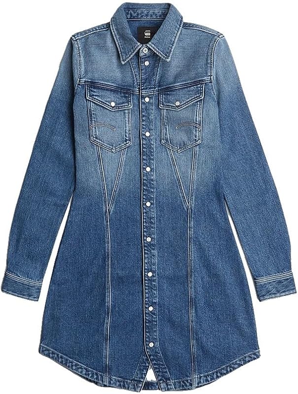 Pitched Hem Shirt Dress LS Wmn Abito Casual, Blu (Faded Cliffside Blue D27935-e205-g326), XXL Donna