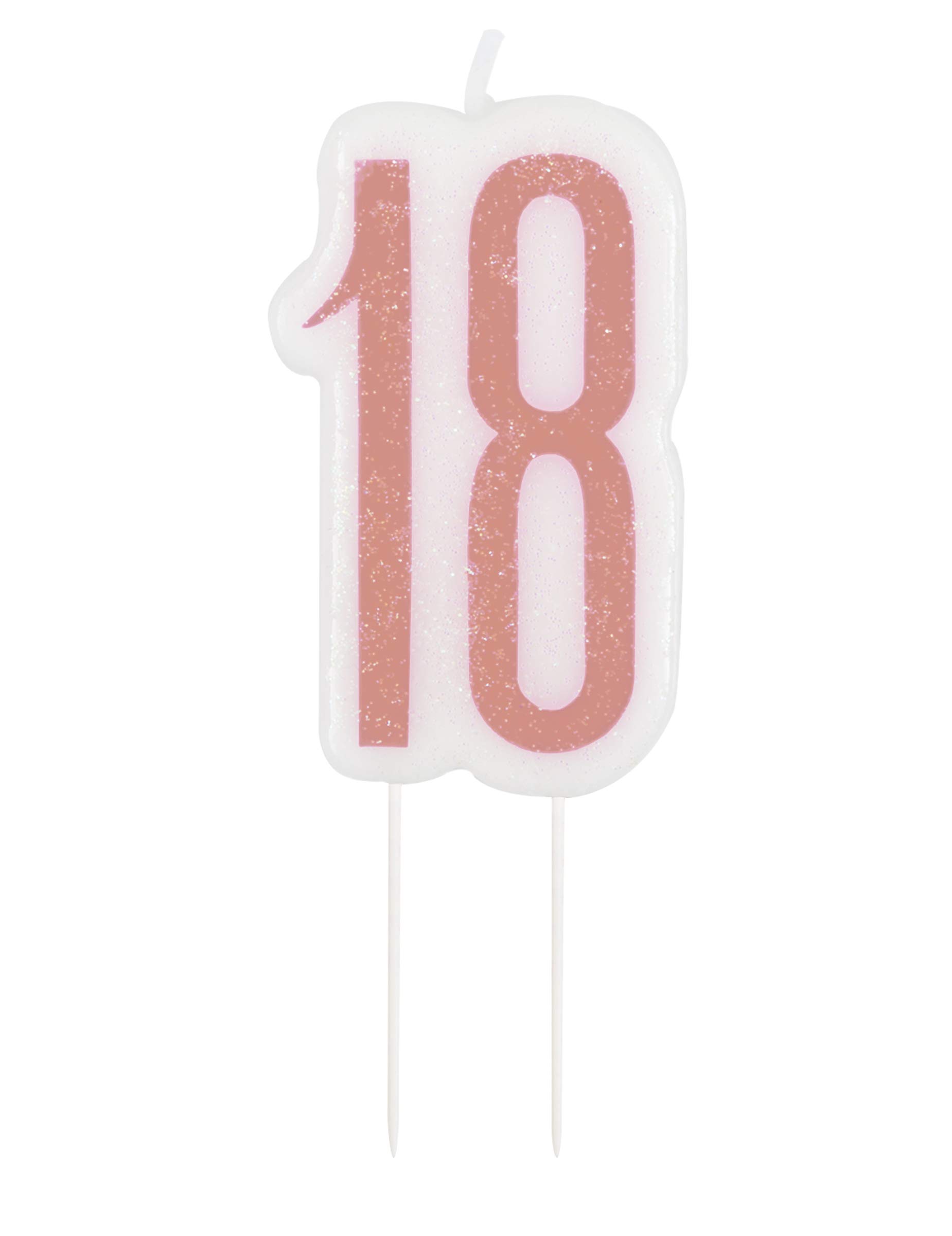 Unique Party 84982 Number Birthday Candle | Rosegold | 1 Pc, Rose Gold, Age 18