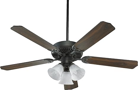 Quorum International 77525 1695 Capri Vi 52 Inch 3 Light Ceiling Fan Old World Finish With Alabaster Glass Light Kit And Reversible Blades