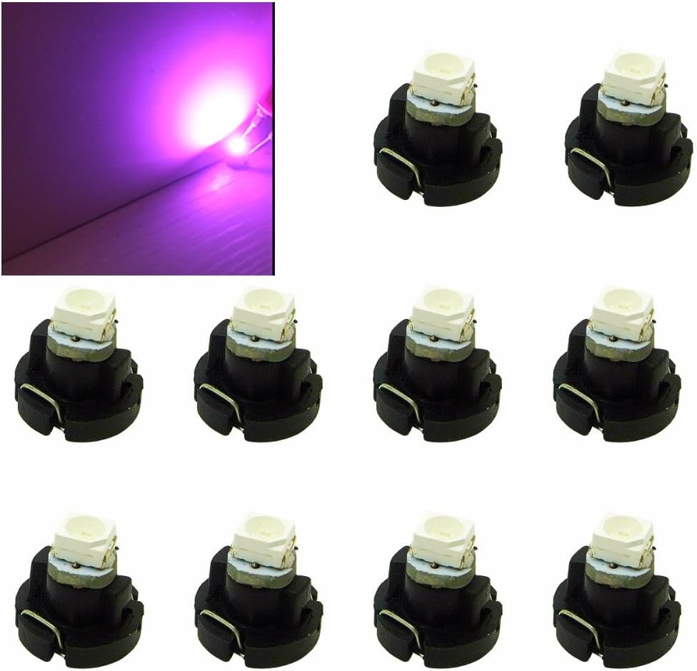 T3 12V 0.2W Led instrument Panel Dash Light Bulb,Neo Wedge LED lamp Car Light bulbs dashboard T3 Cluster Gauges LED Panel (10 pcs)(Pink,Pink)