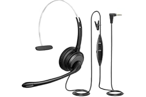 VOISTEK Phone Headset for Office Phones, 2.5mm Headset with Noise Canceling Mic & Volume Control for Landline Phones, Office, Call Center, Compatible with Panasonic, VTech, AT&T, Grandstream