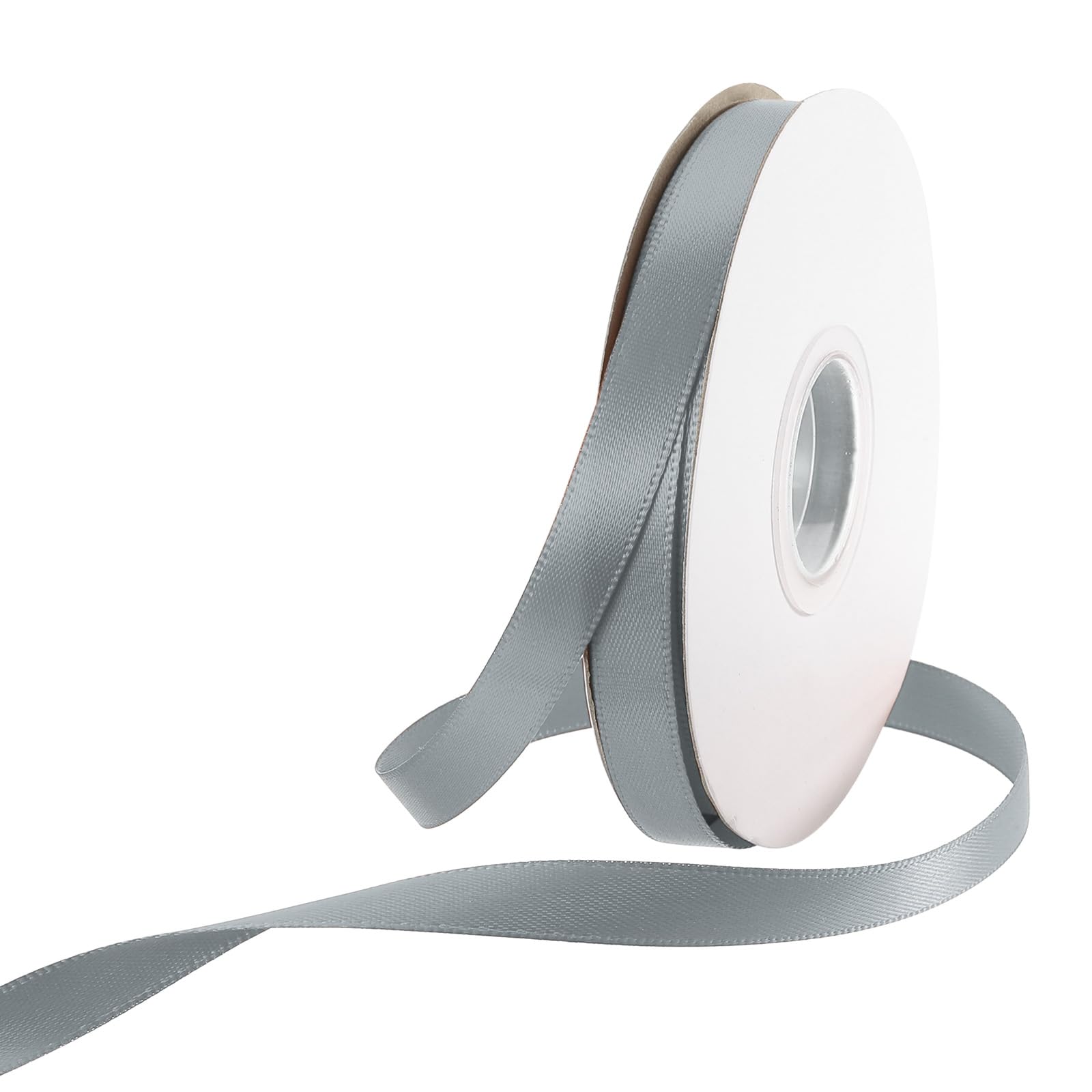Rebower 10mm Satin Ribbon 91m Thick Double Face Grosgrain Silk Ribbon, [for Gift Wrapping, Hair Bows, Wedding, Cake, Flower] - 100 Yard/300ft/ Steel Grey