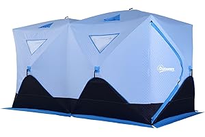 Outsunny 8-Person Insulated Ice Fishing Tent, Pop-up Ice Fishing Shelter with Ventilation Windows, Double Doors and Carry Bag